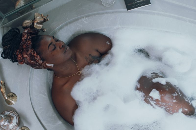 self love and care, woman in bathtub